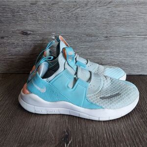 Girl's Nike Free RN CMTR 2018 PS White Blue Preschool Running Shoes Size 2Y